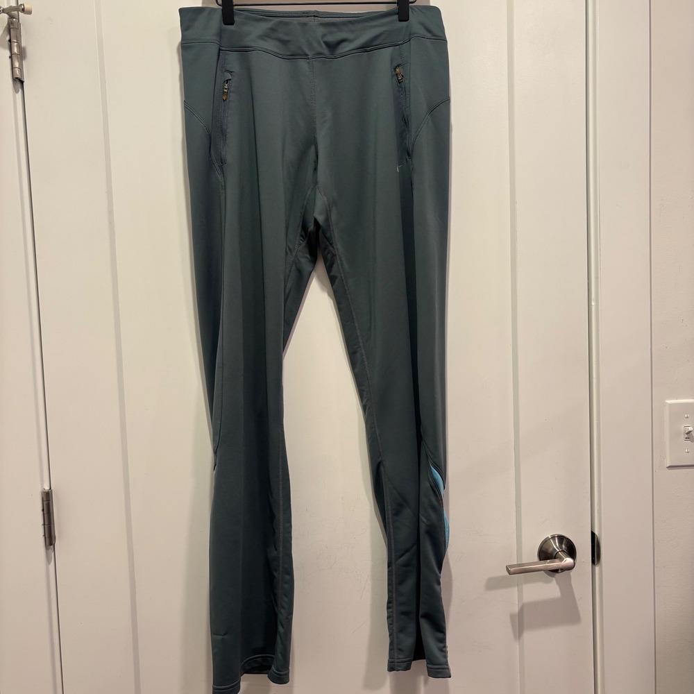 Nike FIT DRY Womens Gray Athletic Running Pants Size Large Zippered Ankle L